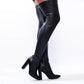 Pointy Toe Chunky Heeled Boots Thigh High Boots