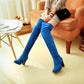 Women's Chunky Heel Suede Boots Plus Size Thigh High Boots