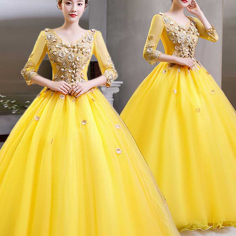 Ball Gown Quinceanera Dress Princess Dress Half Sleeve V Neck Prom Dresses