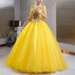 Ball Gown Quinceanera Dress Princess Dress Half Sleeve V Neck Prom Dresses