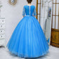 Ball Gown Quinceanera Dress Princess Dress Half Sleeve Round Neck Prom Dress