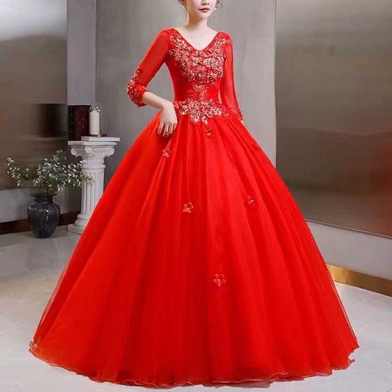 Ball Gown Quinceanera Dress Princess Dress Half Sleeve V Neck Prom Dresses