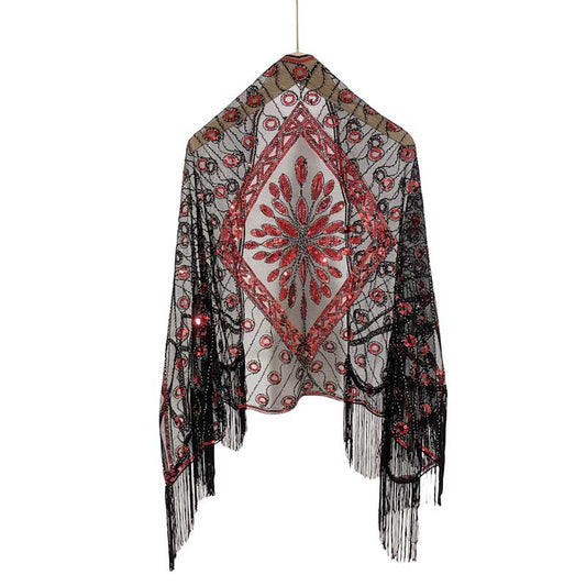 1920s Sequin Beaded Shawl Wraps Evening Cape Scarf for Wedding Party