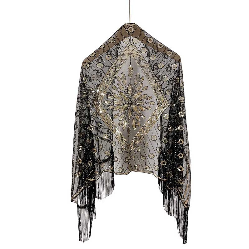 1920s Sequin Beaded Shawl Wraps Evening Cape Scarf for Wedding Party