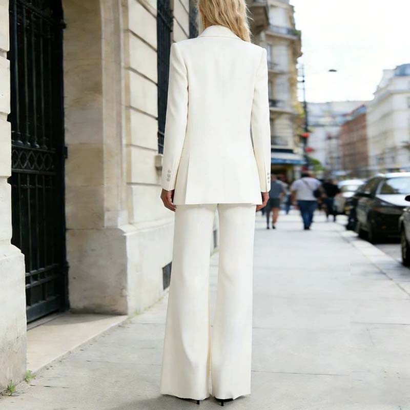 Belted White Wide Leg Pantsuit | Elegant & Chic Formal Suit