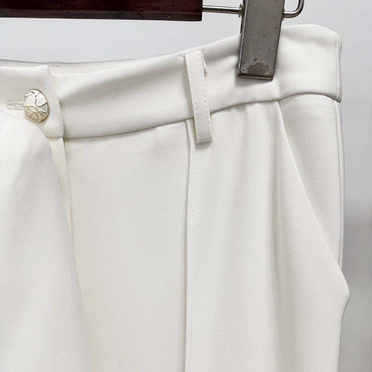 Belted White Wide Leg Pantsuit | Elegant & Chic Formal Suit