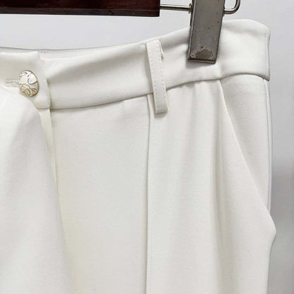 Belted White Wide Leg Pantsuit | Elegant & Chic Formal Suit