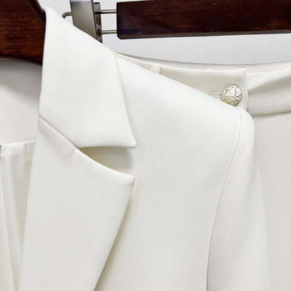 Belted White Wide Leg Pantsuit | Elegant & Chic Formal Suit