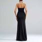 Black Bustier Long Evening Dress High Split Formal Wrap Maxi Dress