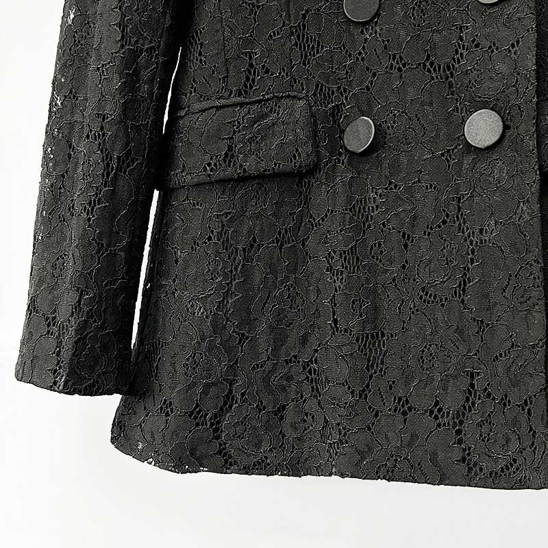 Black Lace Blazer Pant Suit Women | Double Breasted Tuxedo Suit Set