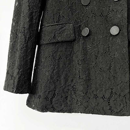 Black Lace Blazer Pant Suit Women | Double Breasted Tuxedo Suit Set