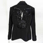 Black Mesh Embroidery Crystals Bead-Embellished Pantsuit