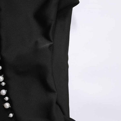 Black Off Shoulder Beaded Dress – Long Evening Gown for Women