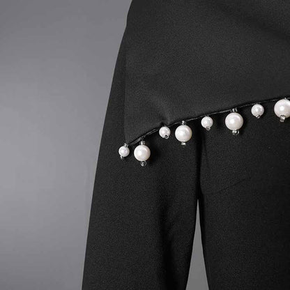 Black Off Shoulder Beaded Dress – Long Evening Gown for Women