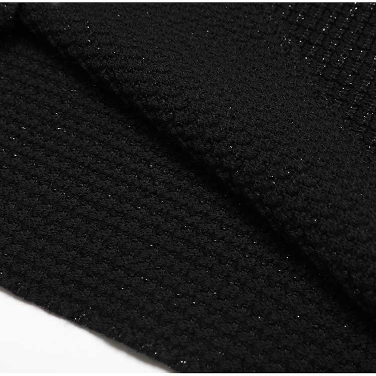 Black Pearl Trim Knit Set | Cardigan & Mini Skirt 2 Piece Outfit