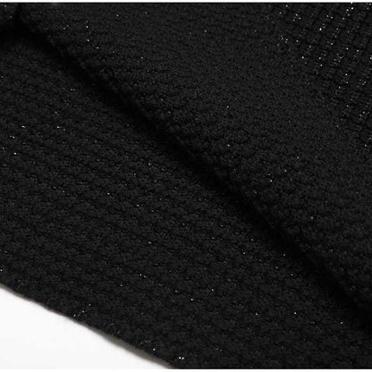Black Pearl Trim Knit Set | Cardigan & Mini Skirt 2 Piece Outfit
