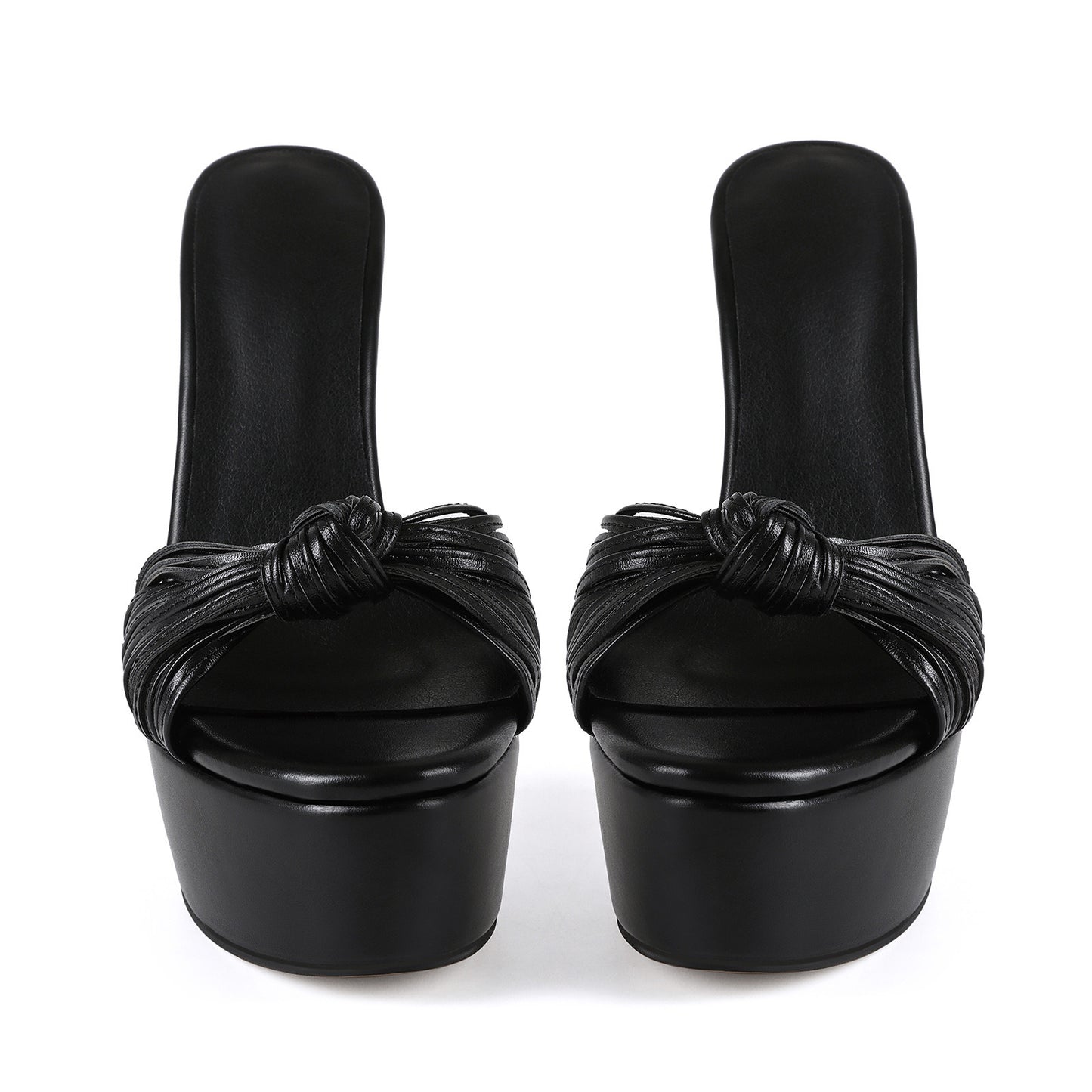Black Platform Stiletto Mules | High Heel Knot Sandals