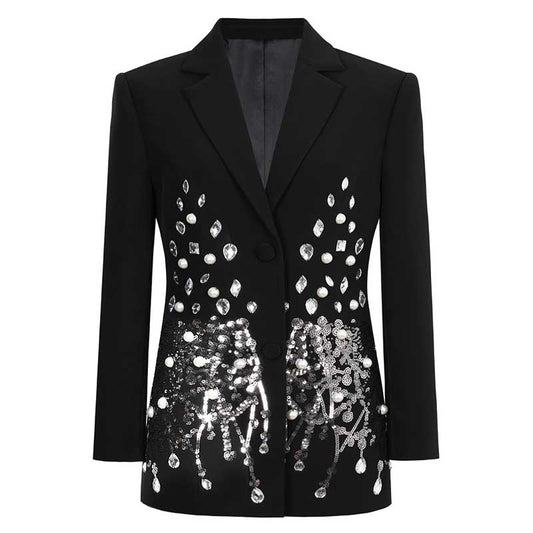 Women's Evening Blazer | Black Sequin Coat for Parties & Events