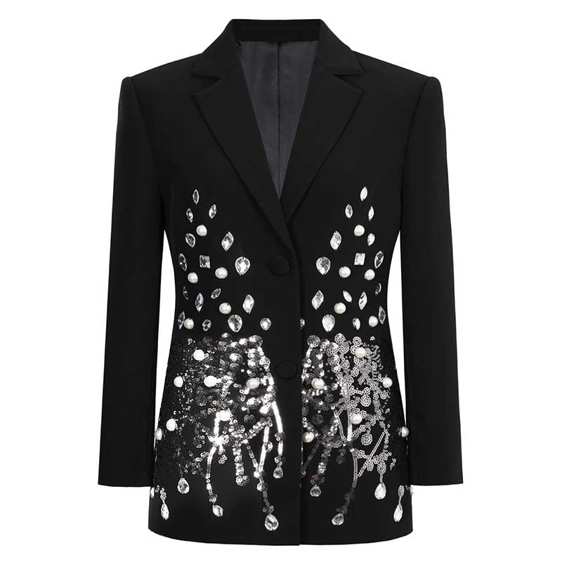 Women's Evening Blazer | Black Sequin Coat for Parties & Events