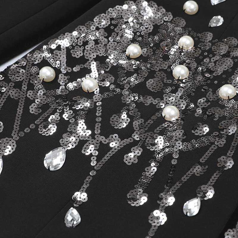 Women's Evening Blazer | Black Sequin Coat for Parties & Events