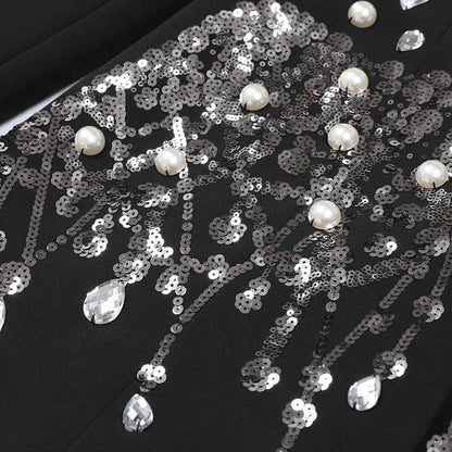 Women's Evening Blazer | Black Sequin Coat for Parties & Events