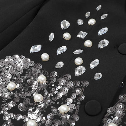 Women's Evening Blazer | Black Sequin Coat for Parties & Events