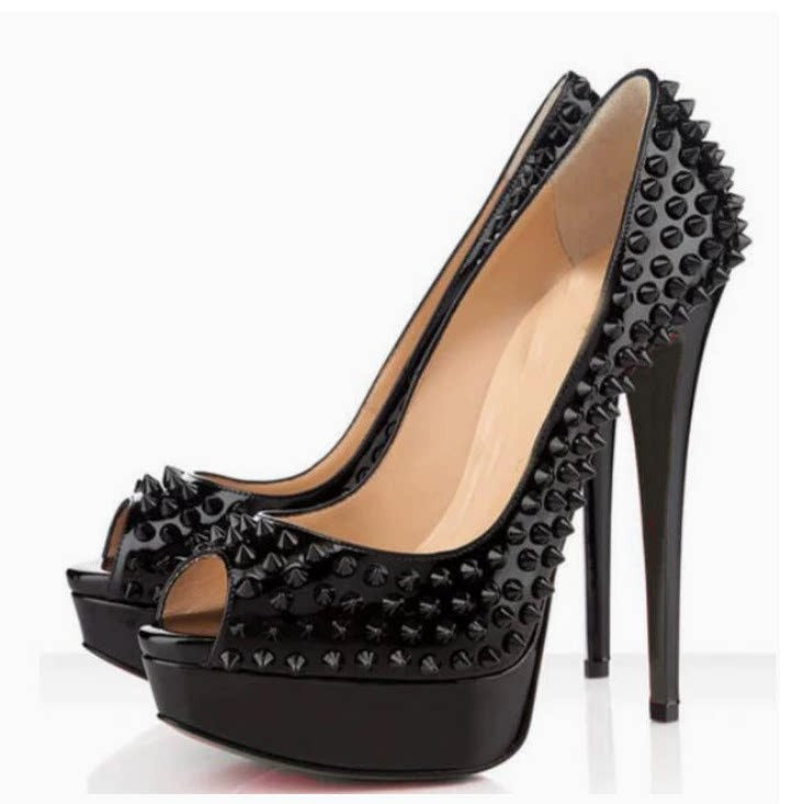 Black Studded Platform Heels – Edgy Stiletto Pumps for Night Out