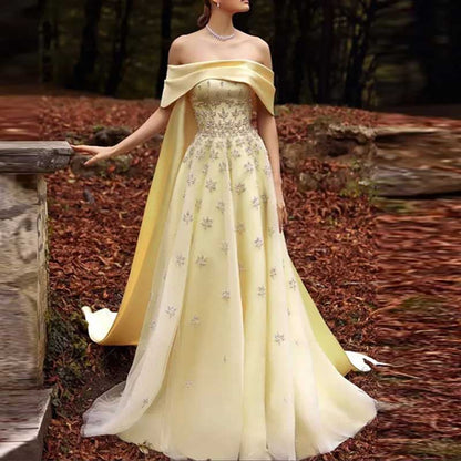 Boat Neck Party Gown for Women's Wedding