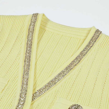 Short Sleeve Bodycon Knit Dress V-Neck