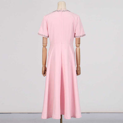 Bow-Detailed Crystal-Trim Midi Dress