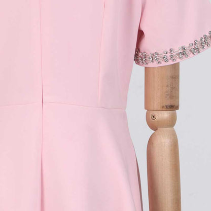 Bow-Detailed Crystal-Trim Midi Dress
