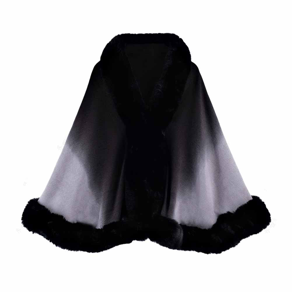 Bridal Faux Fur Shawl Ombre Fur Prom Coat Faux Fur Wrap for Evening Dresses