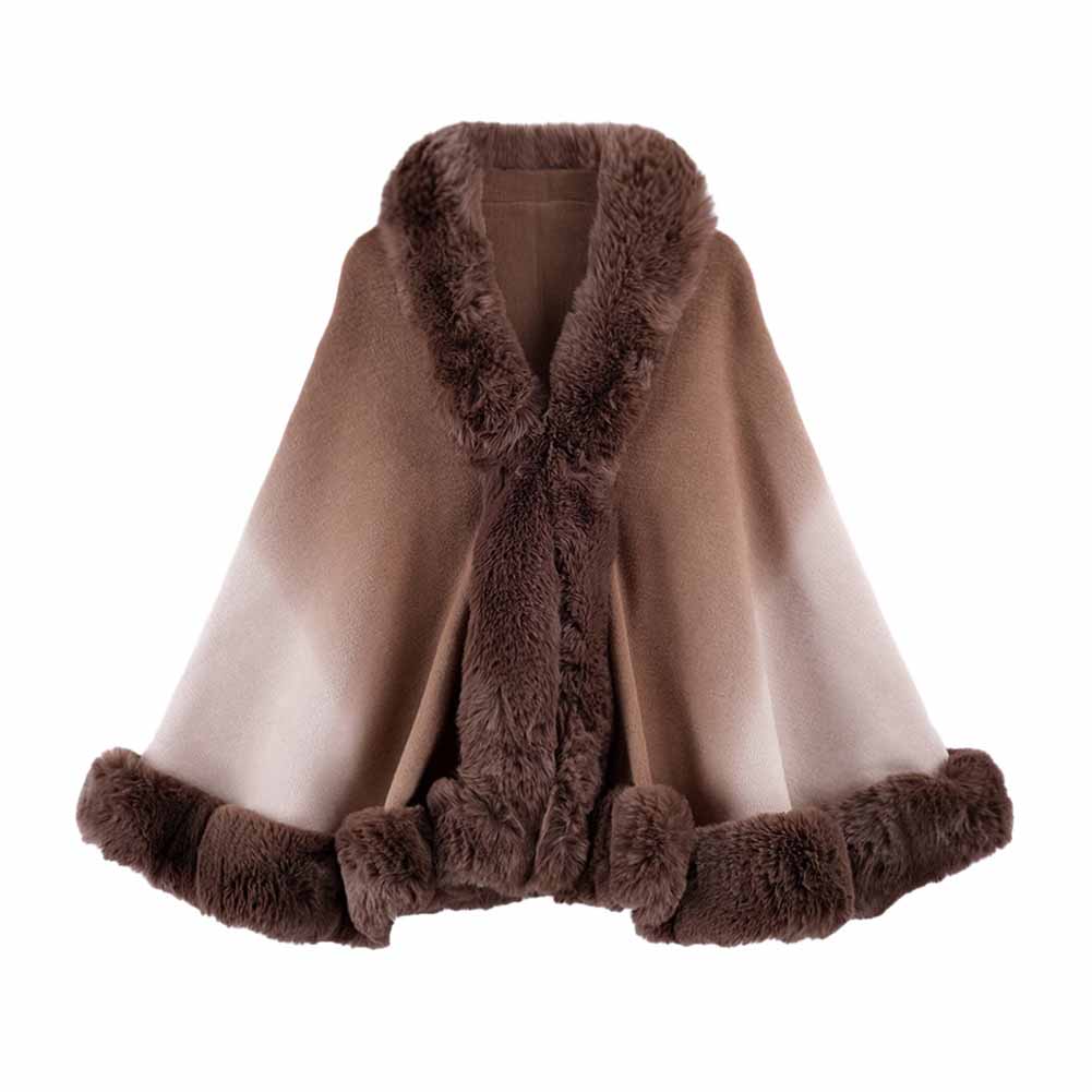 Bridal Faux Fur Shawl Ombre Fur Prom Coat Faux Fur Wrap for Evening Dresses