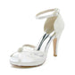 Bridal Platform Shoes Wedding Lace Heeled Ankle Strap Sandals Peep Toe Stiletto