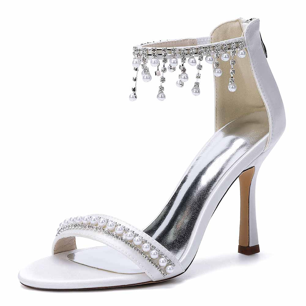 Bridal Sandals with Pearls & Rhinestones, Ankle Strap High Heels for Wedding/Party/Evening Dress SD Dresscode & Fashiontrends Bridal Sandals with Pearls & Rhinestones, Ankle Strap High Heels for Wedding/Party/Evening Dress SD Dresscode & Fashiontrends