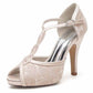 Bridal Shoes For Wedding Lace Heeled Sandals Peep Toe Stiletto