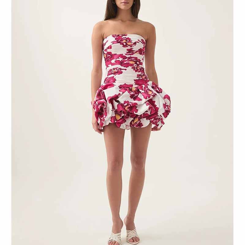 Strapless Bubble Hem Mini Dress