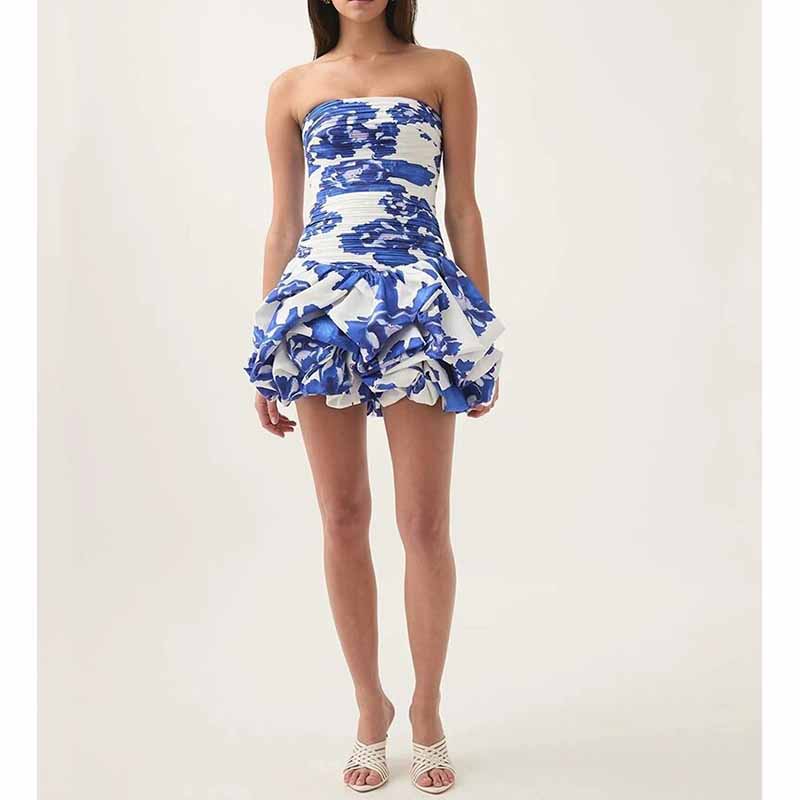 Strapless Bubble Hem Mini Dress