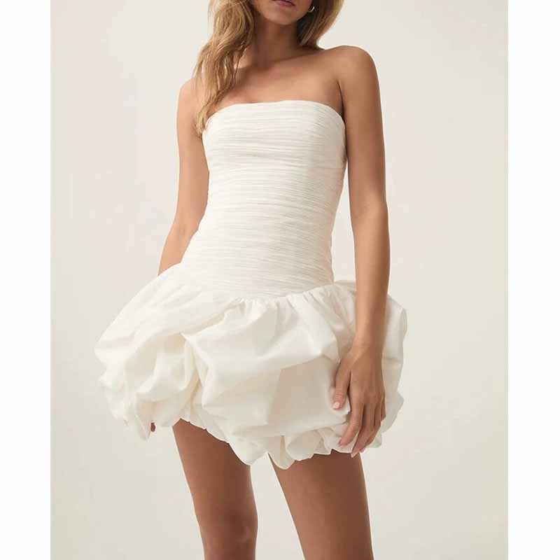 Strapless Bubble Hem Mini Dress