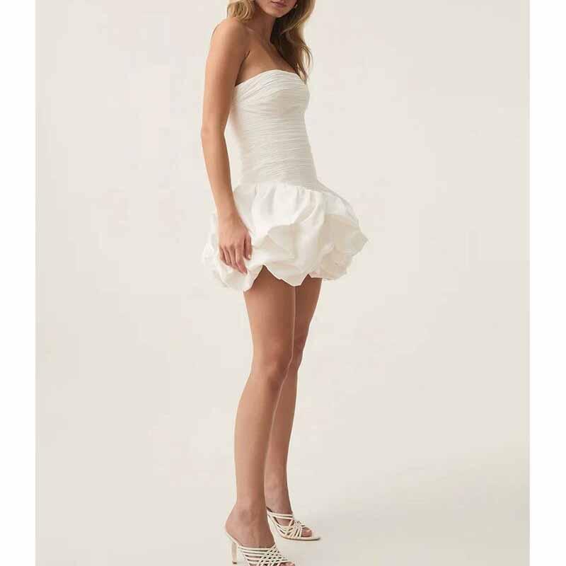 Strapless Bubble Hem Mini Dress