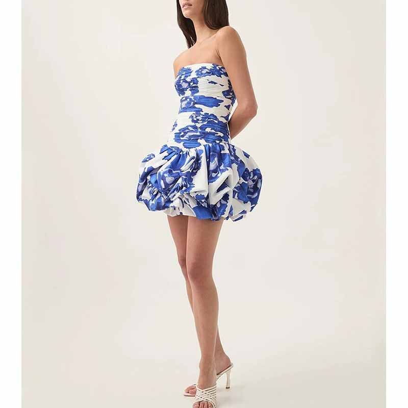 Strapless Bubble Hem Mini Dress