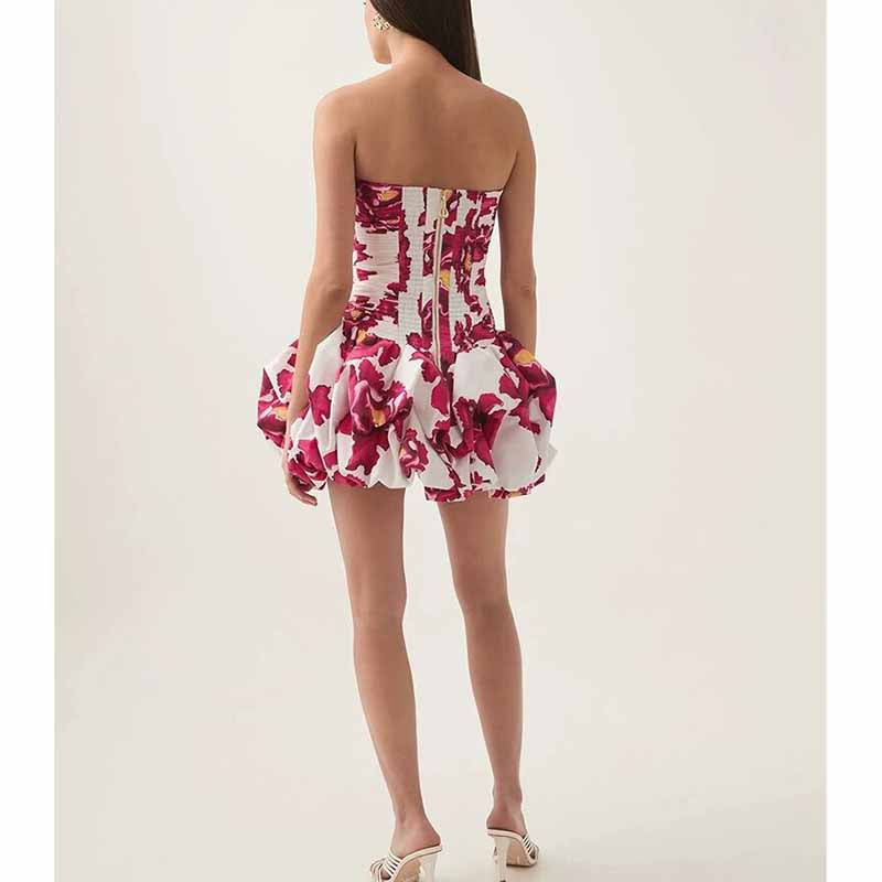 Strapless Bubble Hem Mini Dress