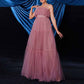 Bustier Long Prom Dress Pink Tulle Long Evening Dress Event Gown