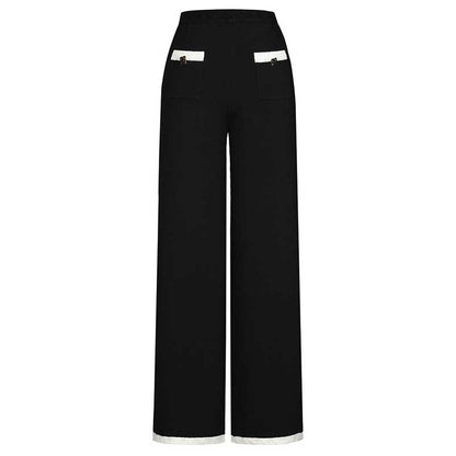 Button-Up Cropped Jacket + Wide-Leg Pantsuit Black Formal Suit