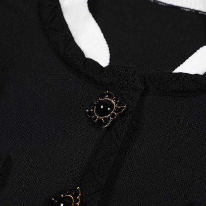 Button-Up Cropped Jacket + Wide-Leg Pantsuit Black Formal Suit