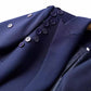 Buttoned Navy Blue Blazer Double Breasted Jacket Elegant Style Coat