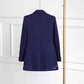 Buttoned Navy Blue Blazer Double Breasted Jacket Elegant Style Coat