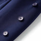 Buttoned Navy Blue Blazer Double Breasted Jacket Elegant Style Coat