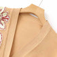 Camel Floral Sequin Beaded Coat Embroidered Button Up Detail Cardigan