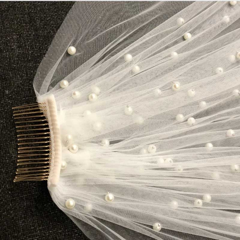 Pearl Bridal Veil 17.71"-196.85" with Comb